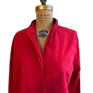 Vintage 90s In Wear Red Band Collar self patterned button down shirt size Medium